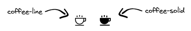 Example of line and solid icon versions